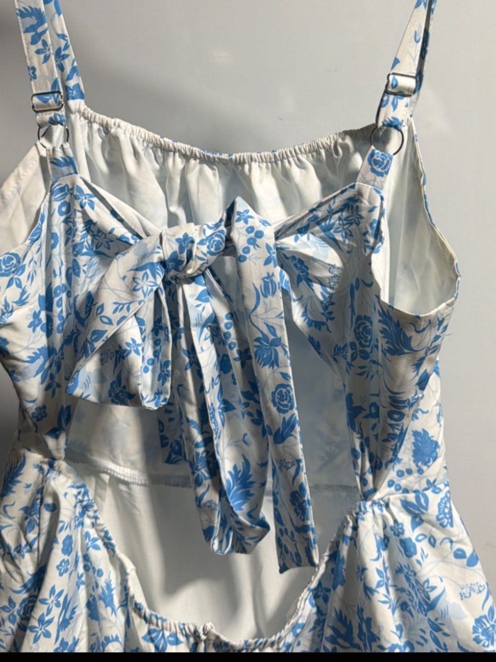 Billy J Page Maxi Dress Blue Floral Tiered Ruffle Sleeveless Cottagecore Boho - Picture 7 of 7